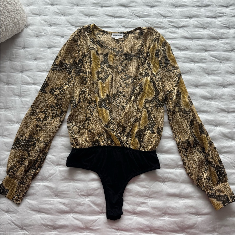 Superdown Snake Print Bodysuit